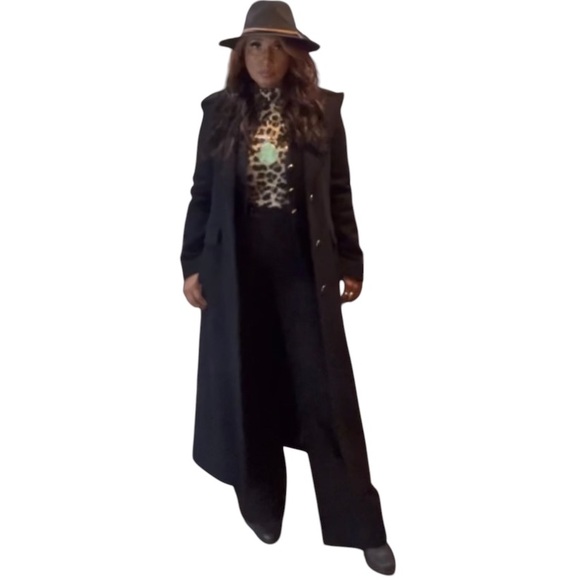 Calvin Klein Black tailored  Long  Coat,Small - Picture 6 of 6